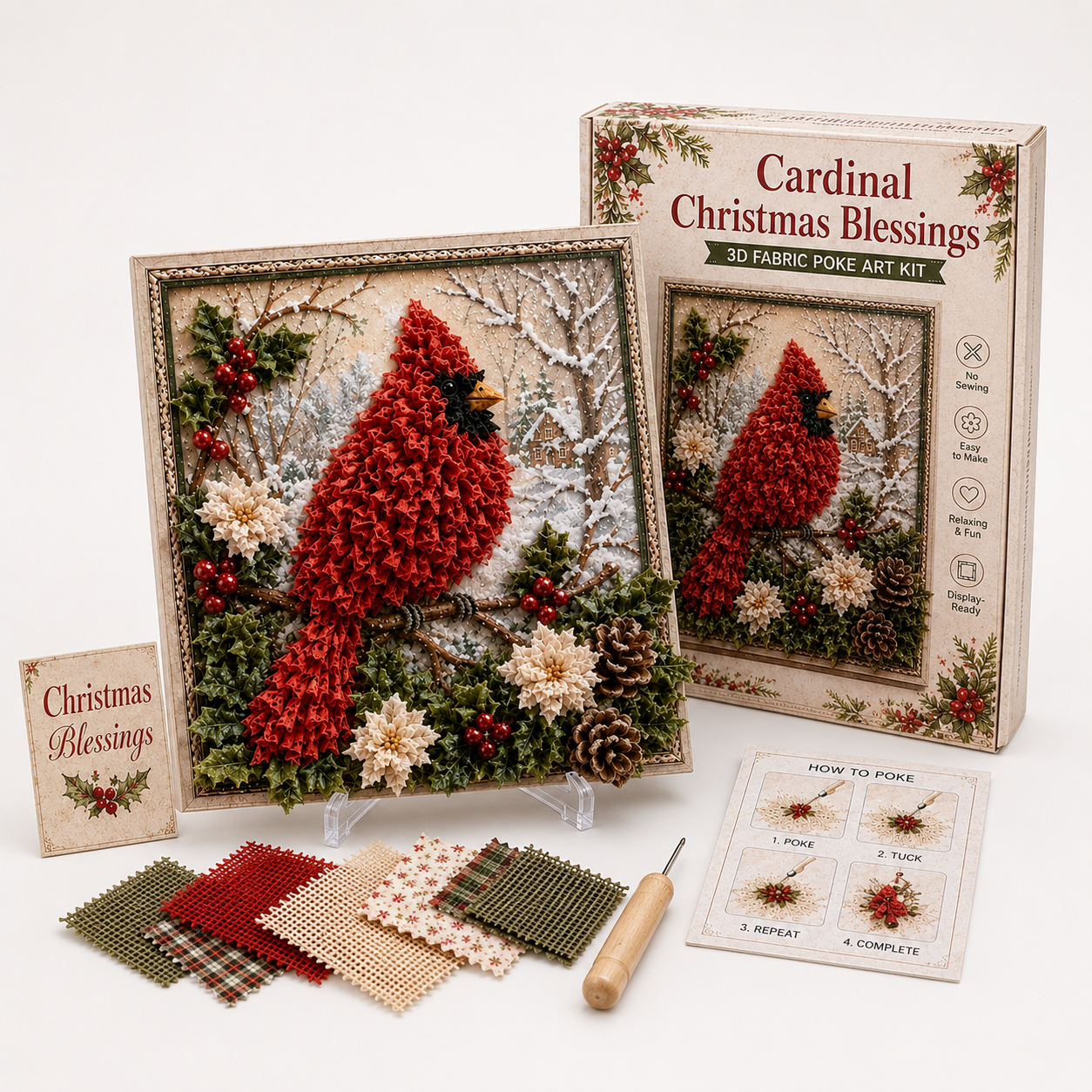 Weihnachts-Stoff-Steckbild ohne Nähen | Foldery