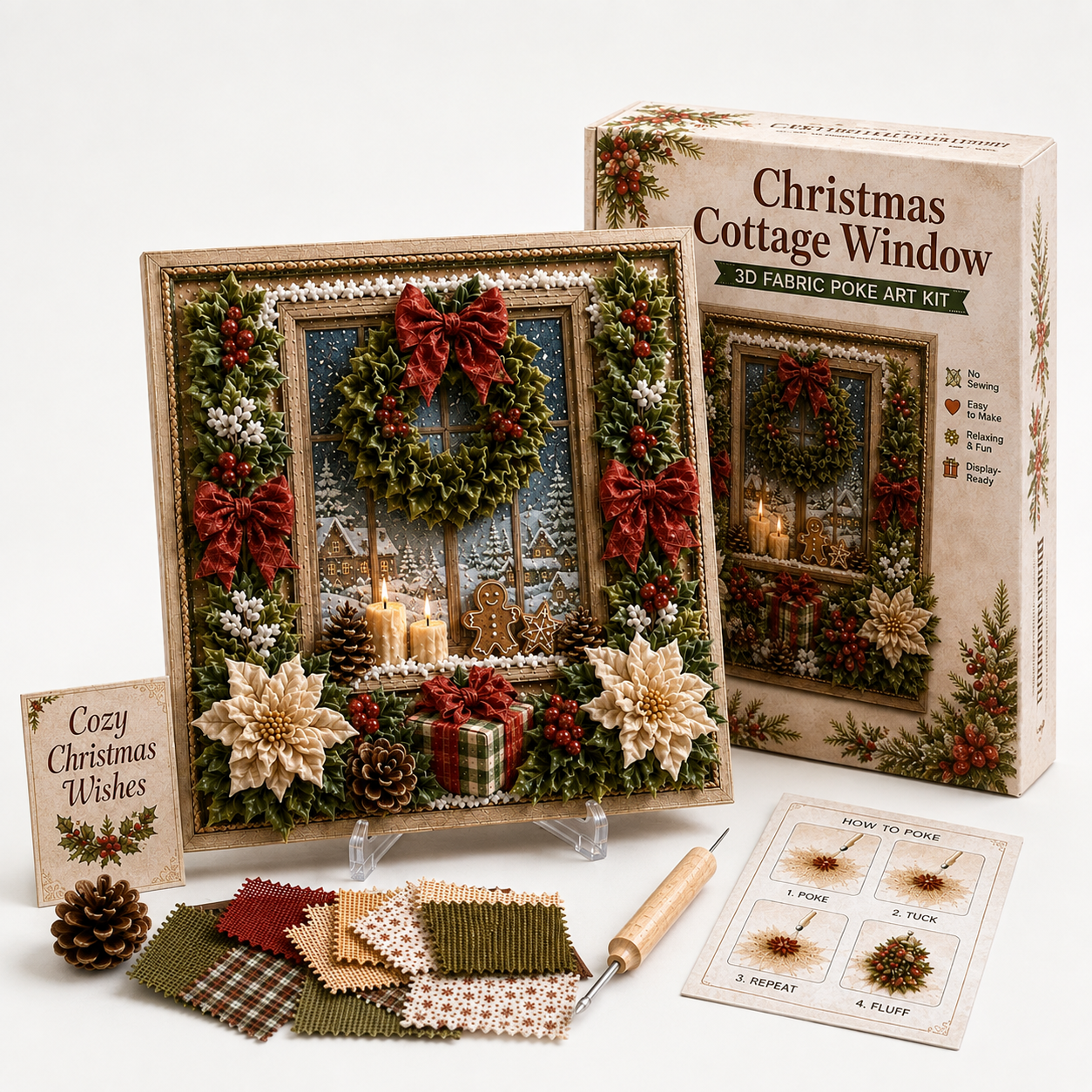 Weihnachts-Stoff-Steckbild ohne Nähen | Foldery