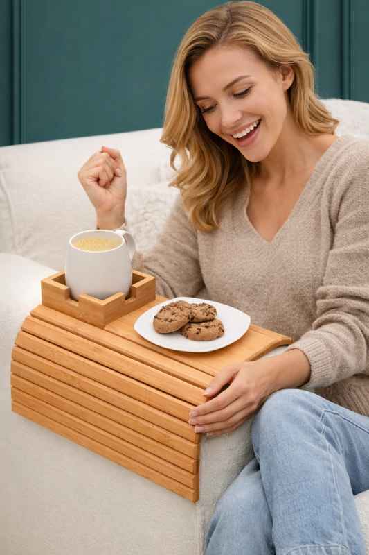 BambooRest™ | Elegantes Bambus-Armlehnen-Tablett für Sofa & Couch