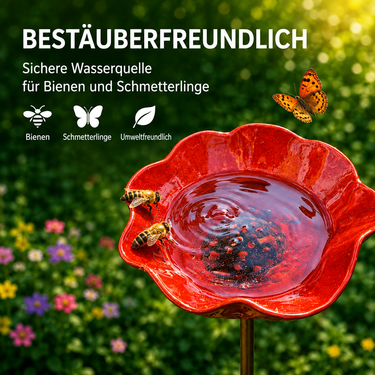 50% RABATT | CraftBlossom™ – Handgefertigte Metallblume & Vogeltränke für den Garten