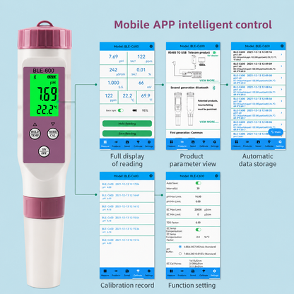 Digitales 7-in-1 Wasserqualitäts-Testgerät mit App