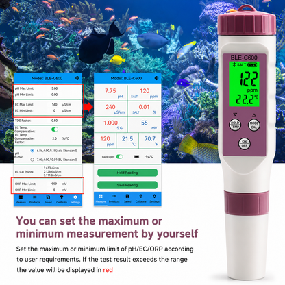 Digitales 7-in-1 Wasserqualitäts-Testgerät mit App