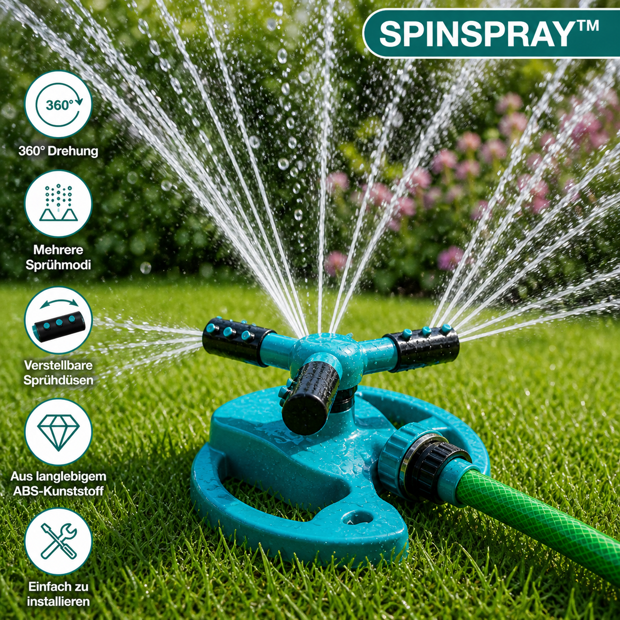 Spinspray™ | Gartensprinkler – 360° Bewässerung, verstellbar & wetterfest