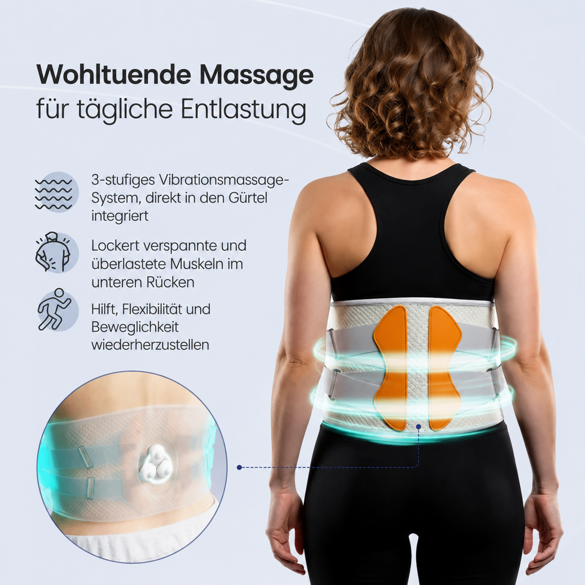 Rückenstützgürtel mit Wärmefunktion und 660 nm Rotlicht