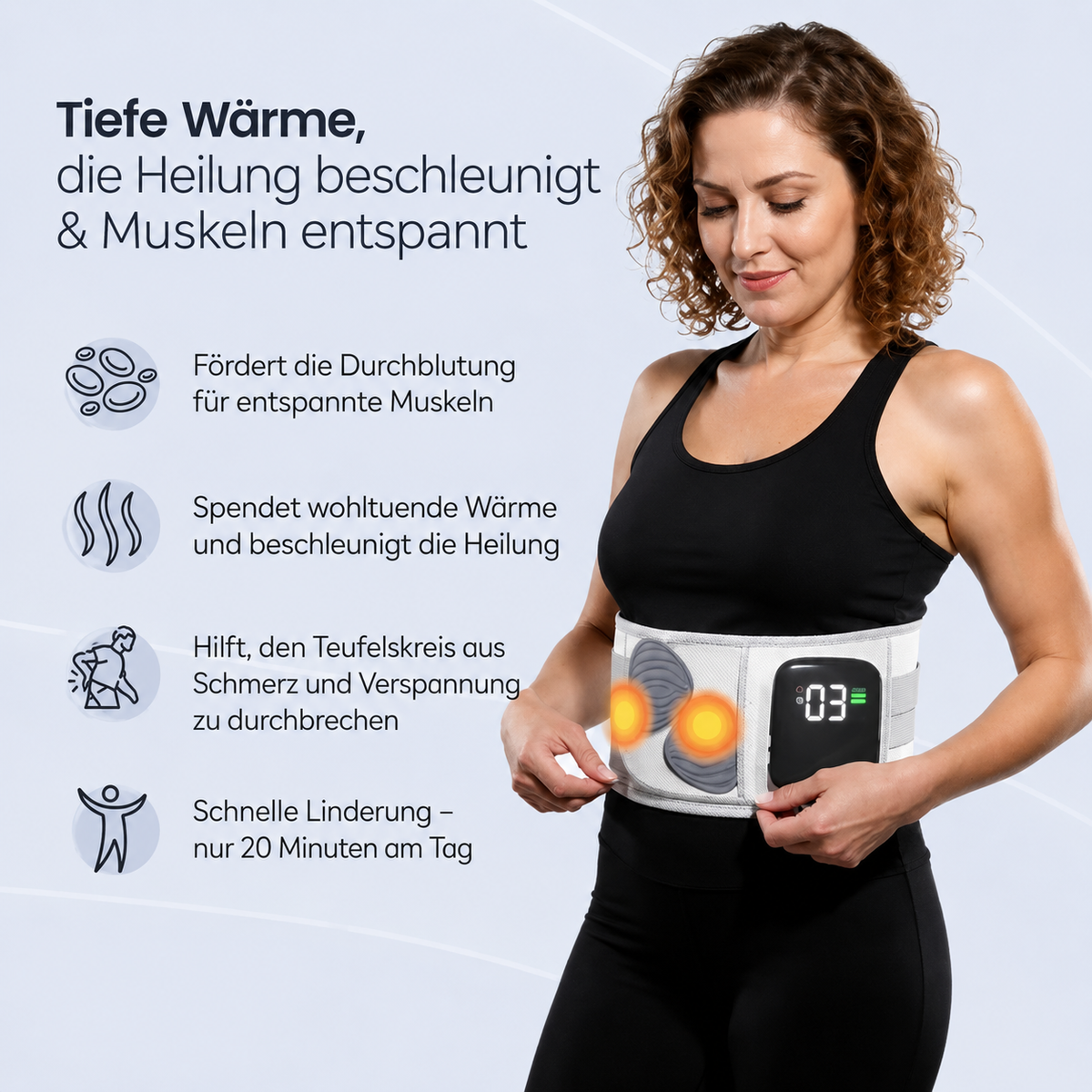 Rückenstützgürtel mit Wärmefunktion und 660 nm Rotlicht