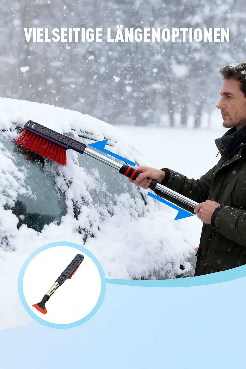 SnowMaster™ – 2-in-1 Schneebesen & Eiskratzer für Autos