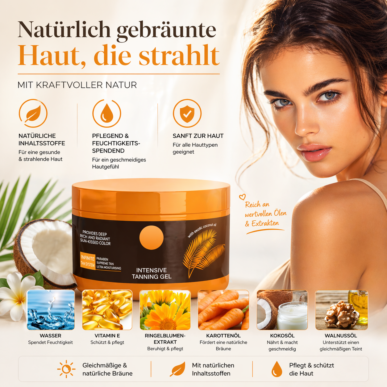 SunGleam™ | Luxus-Intensiv-Bräunungsgel | Nur Heute 1+1 GRATIS