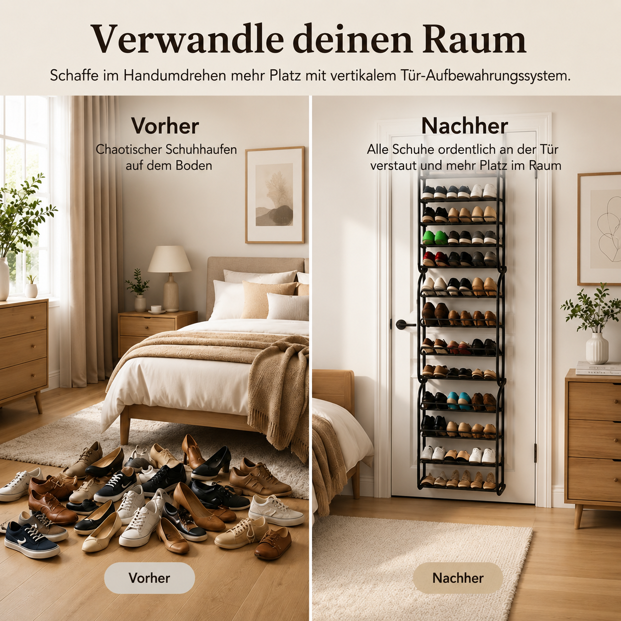 Über-Tür Schuhregal ohne Bohren | TidyDoor™