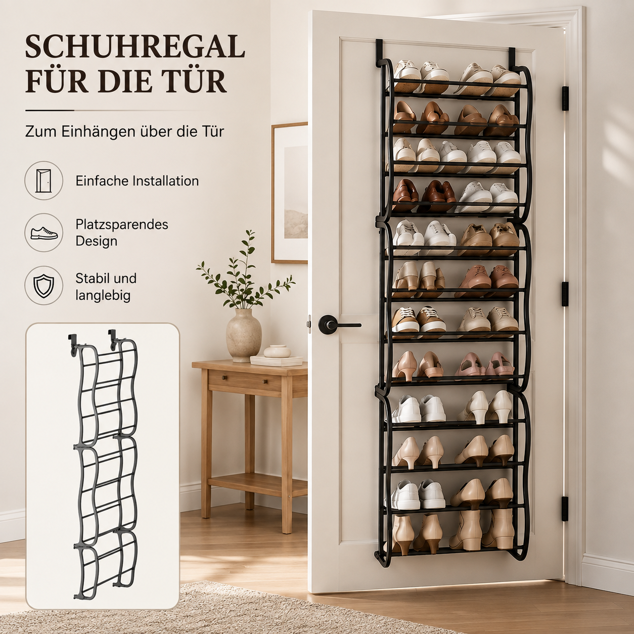 Über-Tür Schuhregal ohne Bohren | TidyDoor™