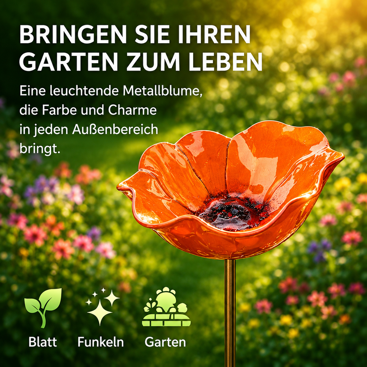 50% RABATT | CraftBlossom™ – Handgefertigte Metallblume & Vogeltränke für den Garten