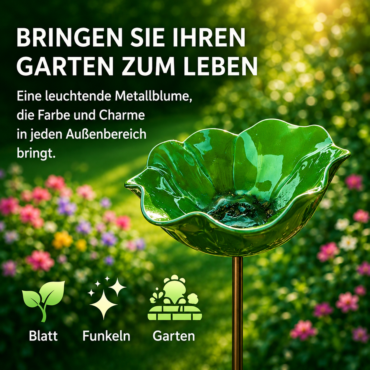 50% RABATT | CraftBlossom™ – Handgefertigte Metallblume & Vogeltränke für den Garten