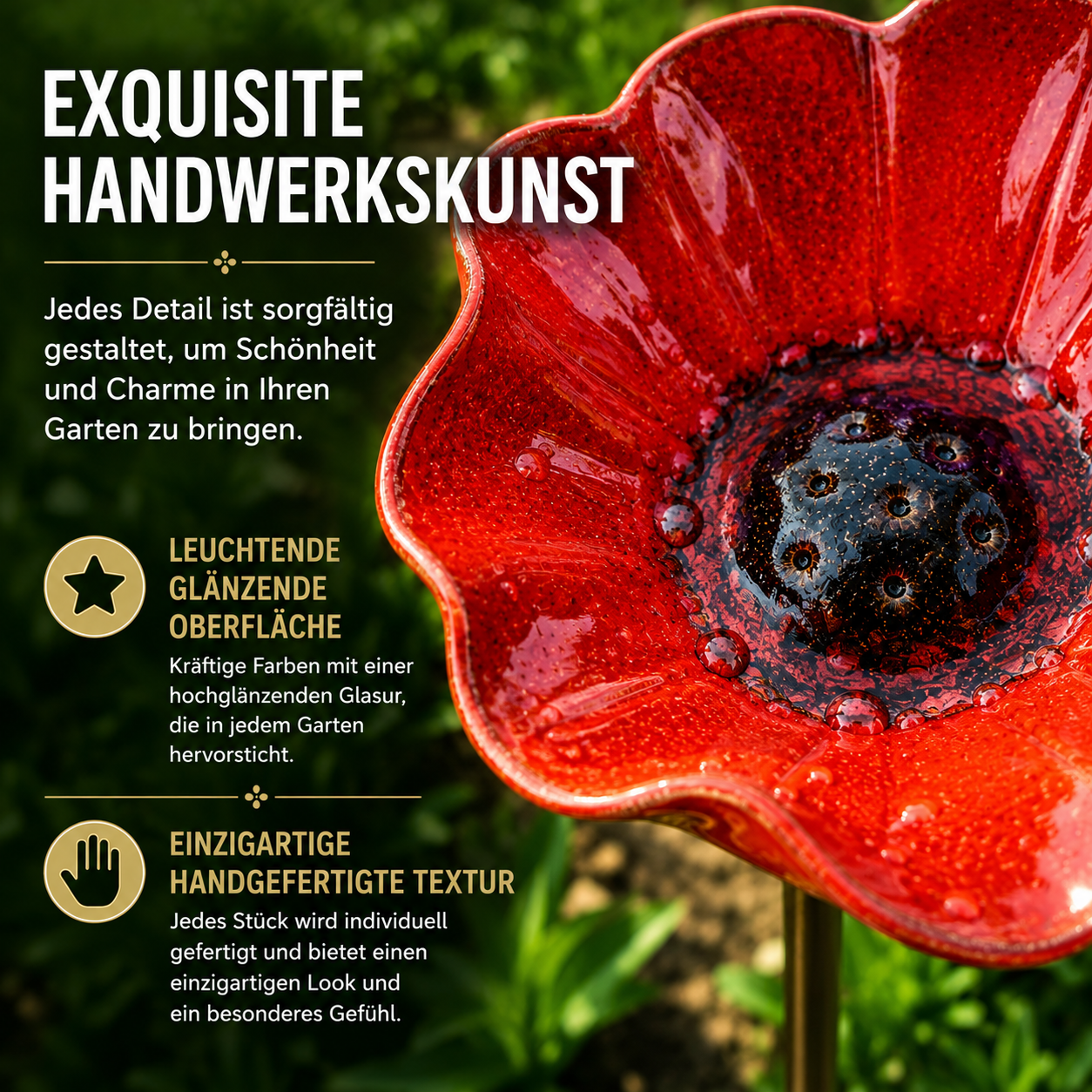 50% RABATT | CraftBlossom™ – Handgefertigte Metallblume & Vogeltränke für den Garten