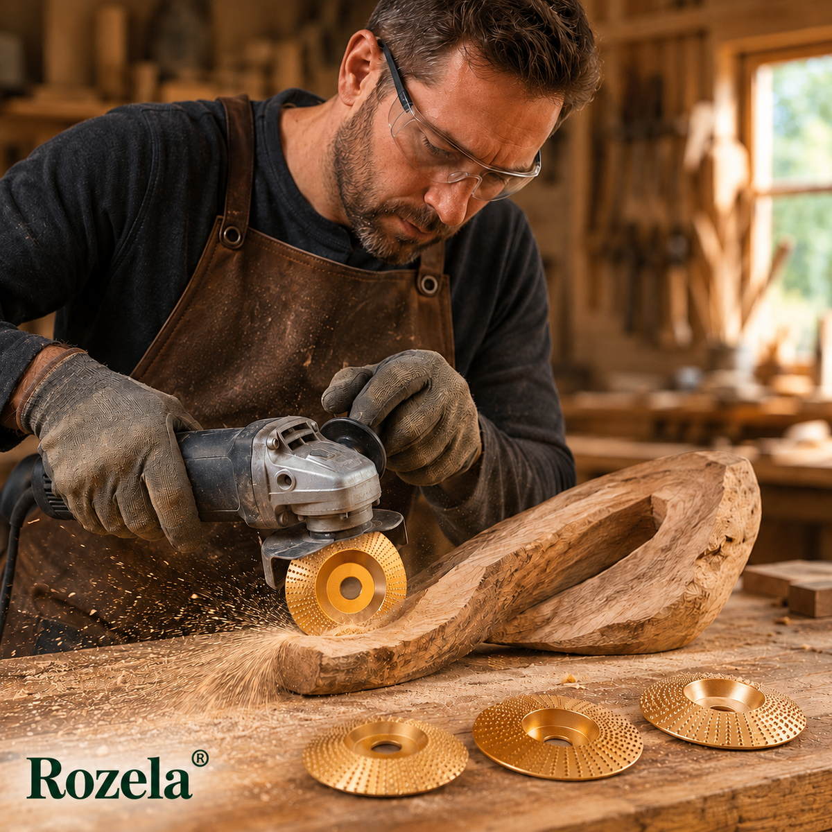 Holz Schleifscheiben Set 4 teilig aus Kohlenstoffstahl
