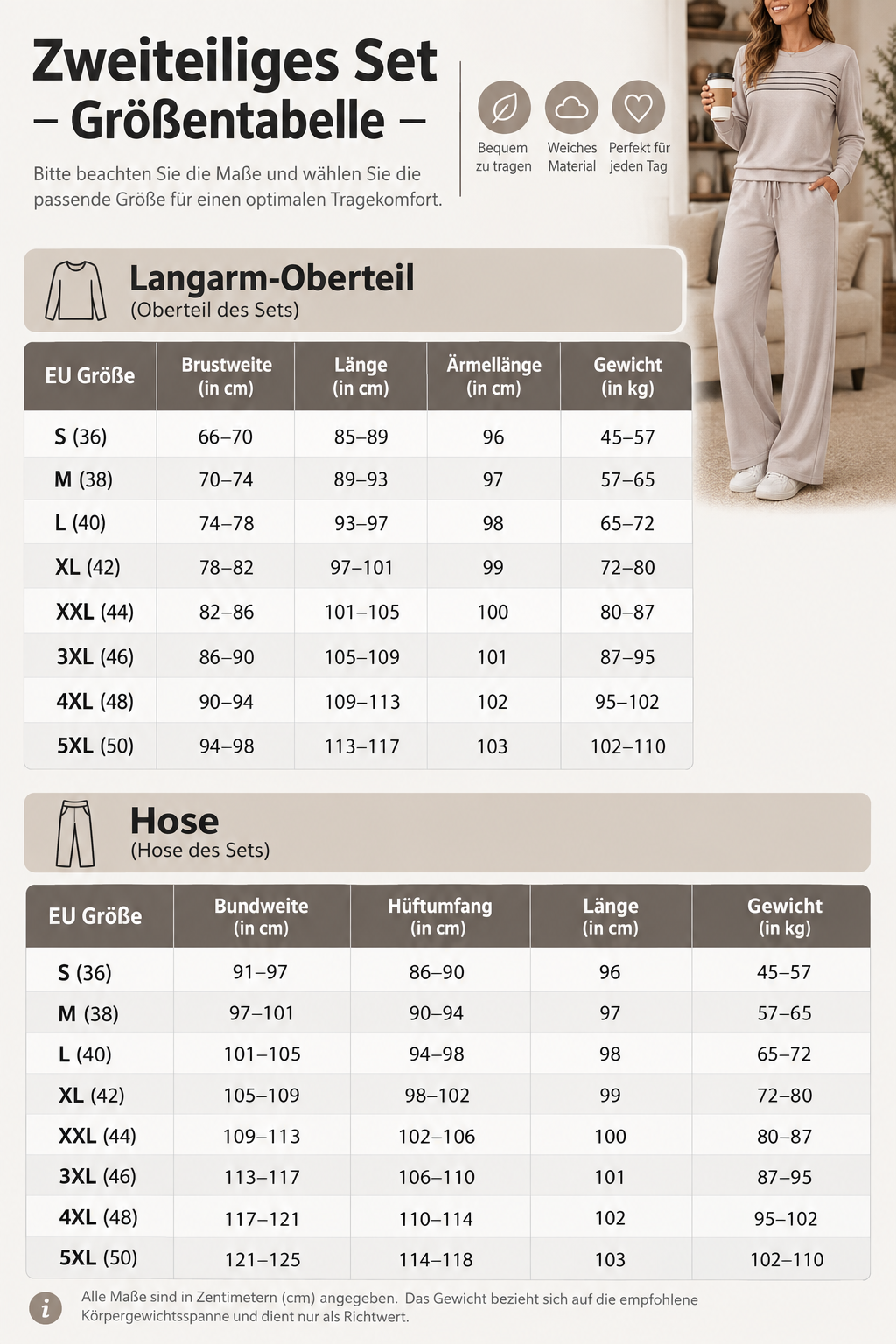 Loungewear-Set mit Rundhals & Zugband-Hose | Restwell