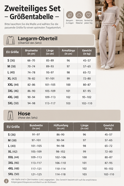 Loungewear-Set mit Rundhals & Zugband-Hose | Restwell