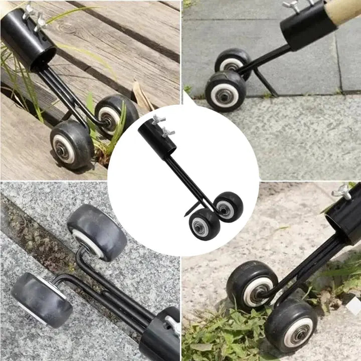 FugenRoll™ | Fugenreiniger | Doppelrad Unkrautentferner für Pflasterfugen, präzise & kompatibel mit Stiel
