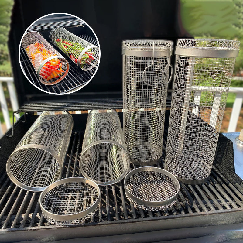 GrillMaster | 360° BBQ Grillkorb aus Edelstahl | Gleichmäßiges Grillen ohne Anbrennen | 1+1 GRATIS
