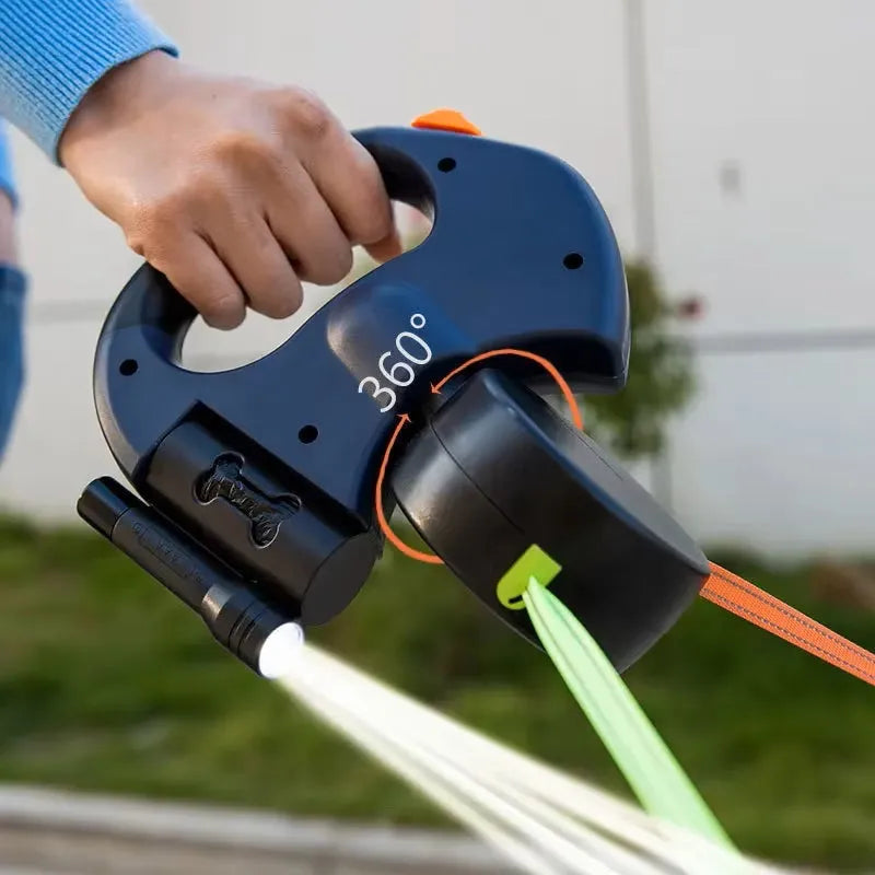 FlexiDuo | Doppelleine mit Drehgelenk und integrierter Taschenlampe