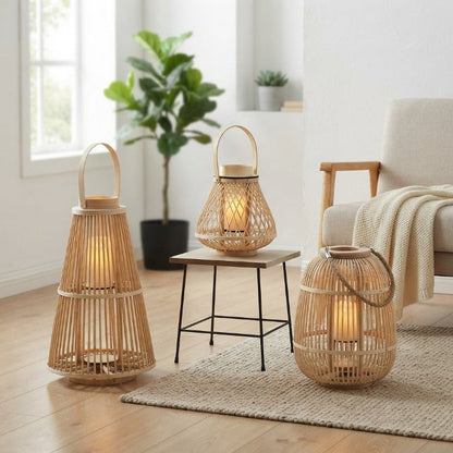 Rattan-Laternen im Wohnzimmer