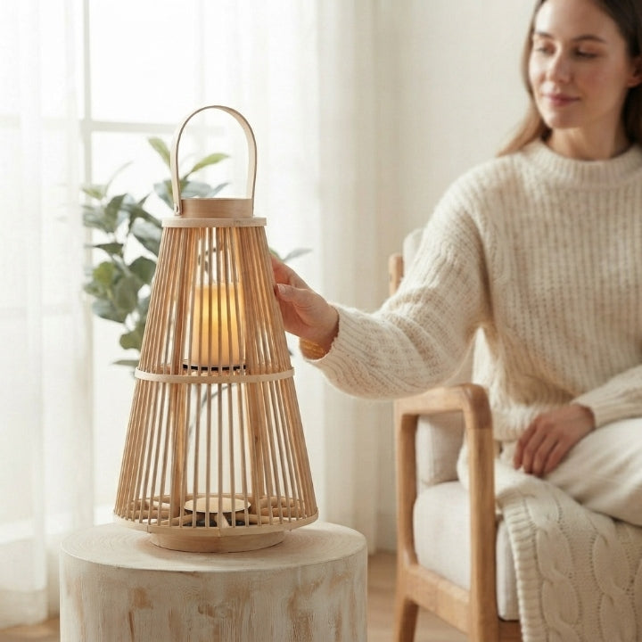 Rattan-Laterne Pyramide Deko