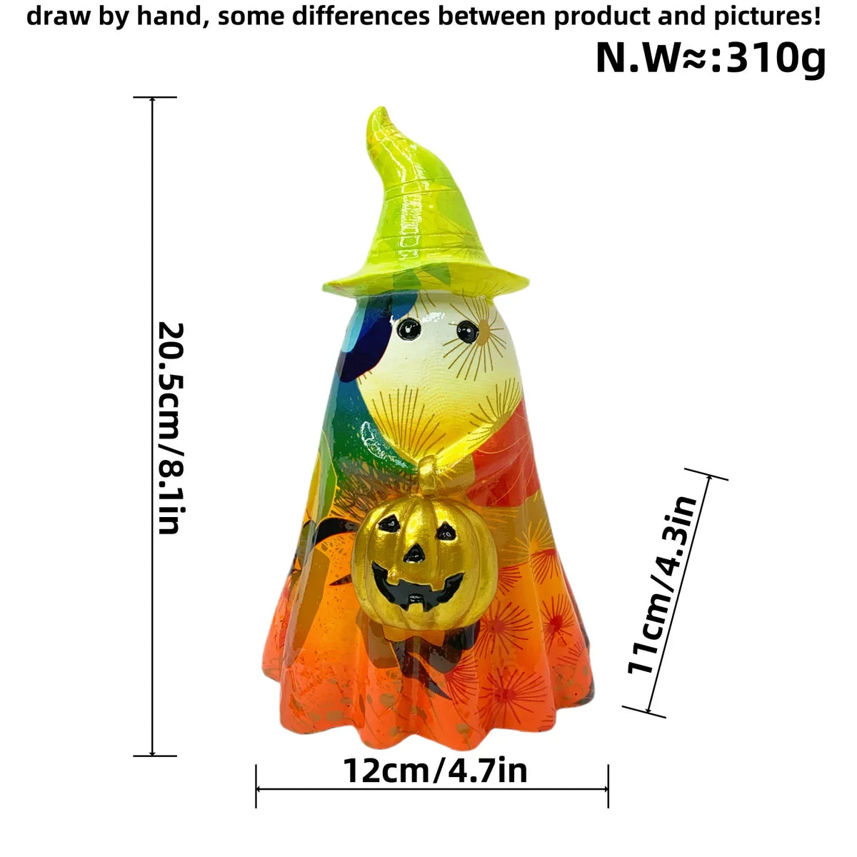 Halloween Figur mit goldener Kürbislaterne 20,5 cm