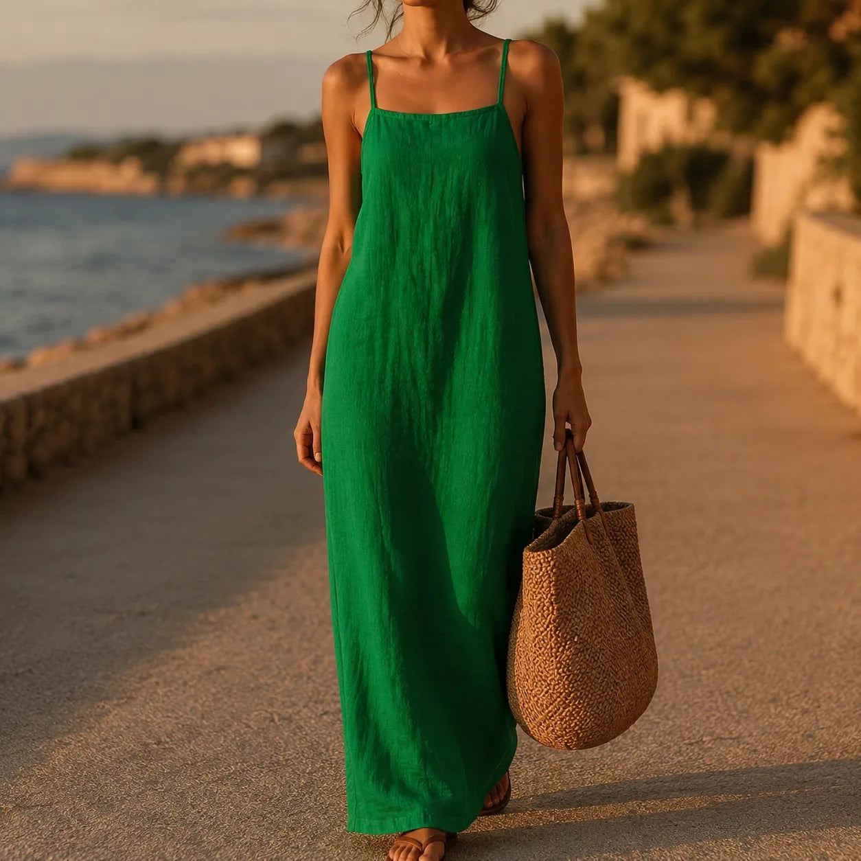 Marelle – Maxi-Unterkleid in Leinenoptik