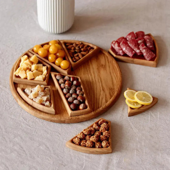 50% RABATT | Stilvoll servieren – Holz-Serviertablett Set aus Naturholz