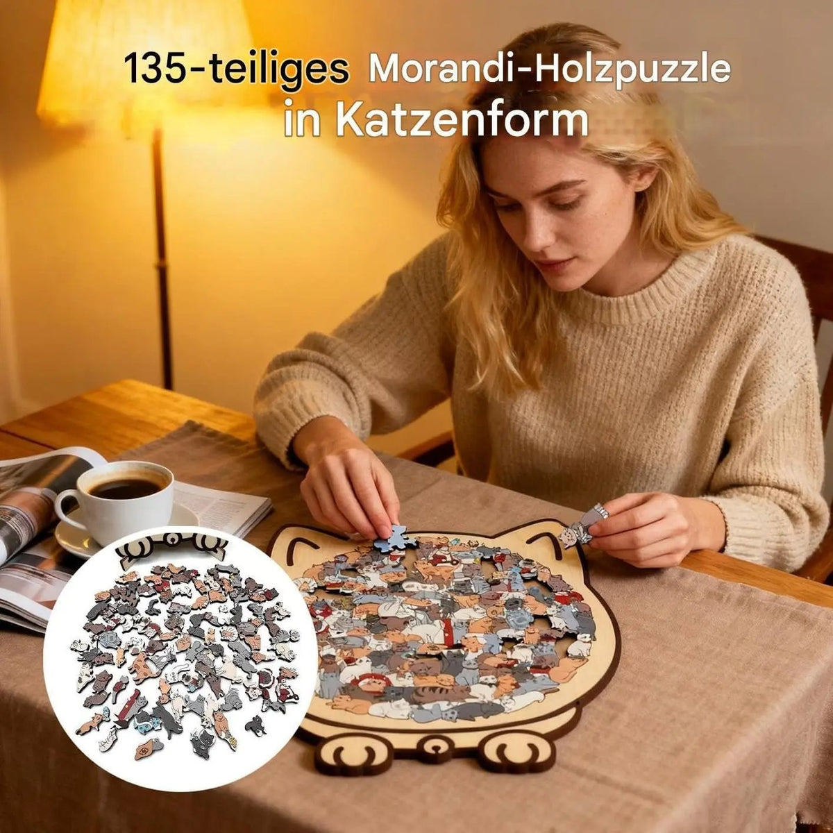 Holzpuzzle Katze Anwendung