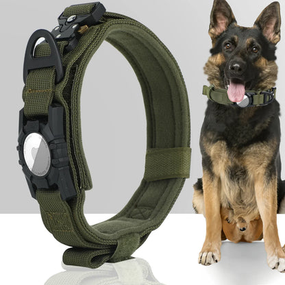 Hundehalsband mit Tracker-Halter und Griff aus robustem Nylon