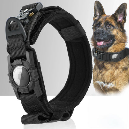 Hundehalsband mit Tracker-Halter und Griff aus robustem Nylon