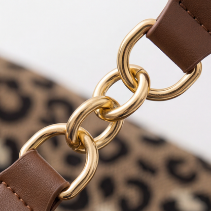 Lynxe™ Leopard-Tote – Statement-Tasche mit goldenem Ketten-Detail