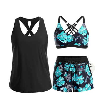 Solana – 3-teiliges Bade-Set mit Überwurf, Tanktop und Shorts