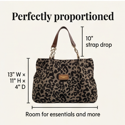 WildElegance™ | Leotard-Print Tote-Bag mit Goldketten-Detail