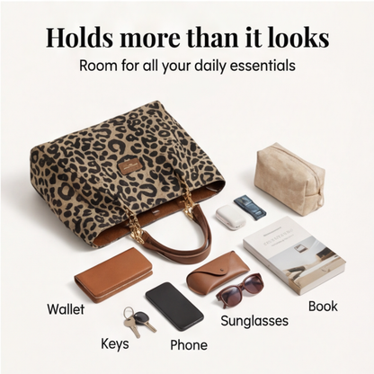 Lynxe™ Leopard-Tote – Statement-Tasche mit goldenem Ketten-Detail