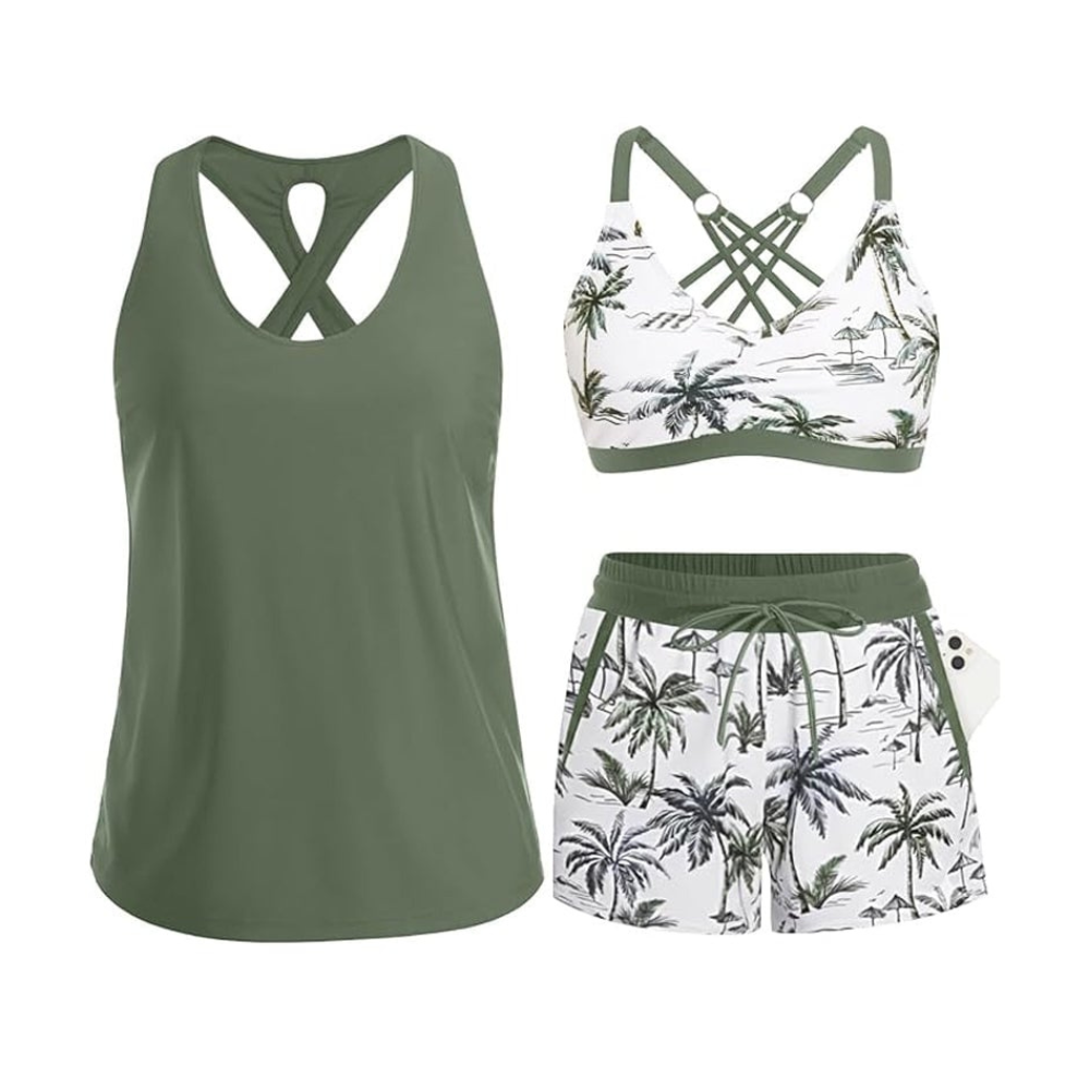Solana – 3-teiliges Bade-Set mit Überwurf, Tanktop und Shorts