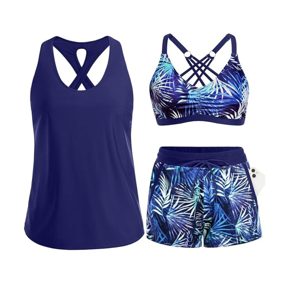 Solana – 3-teiliges Bade-Set mit Überwurf, Tanktop und Shorts