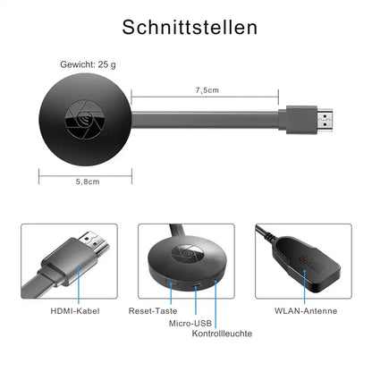 1+1 GRATIS | Jetzt Inhalte sofort spiegeln – Kabelloser 1080p-Mirror-Adapter