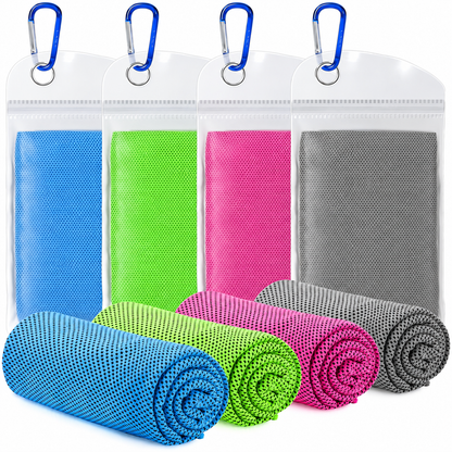 Kühlhandtücher 4er-Set aus Mikrofaser für Sport