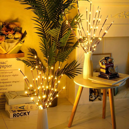 LED-Lichterzweige im Wohnzimmer
