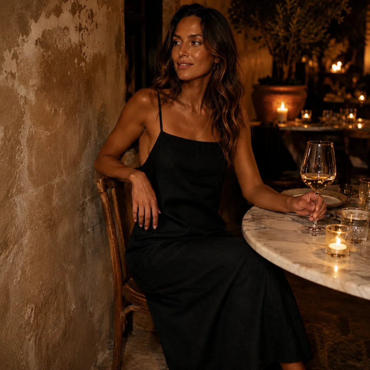 Marelle – Maxi-Unterkleid in Leinenoptik