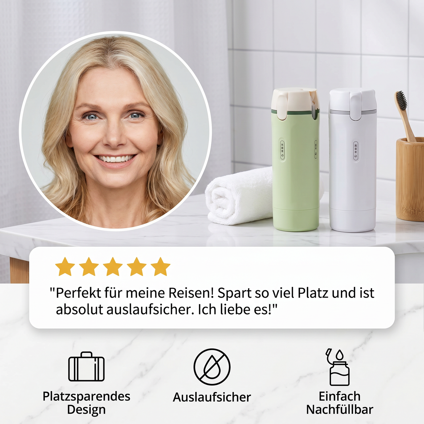 TravelPods™ 4-in-1 Reisebehälter – Auslaufsicher für Shampoo & Kosmetik