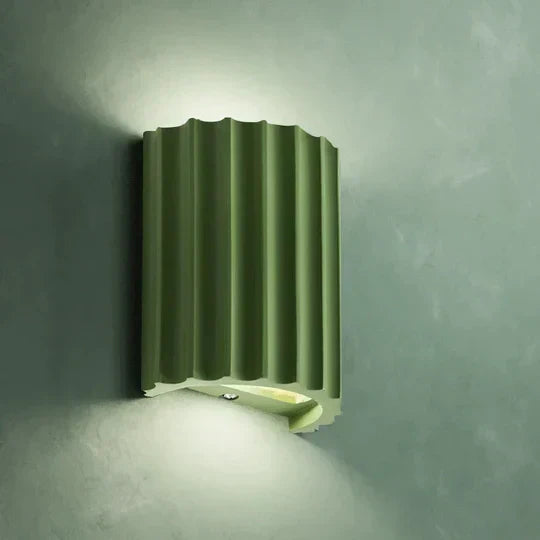 Wandlampe Rillendesign Grün Detail