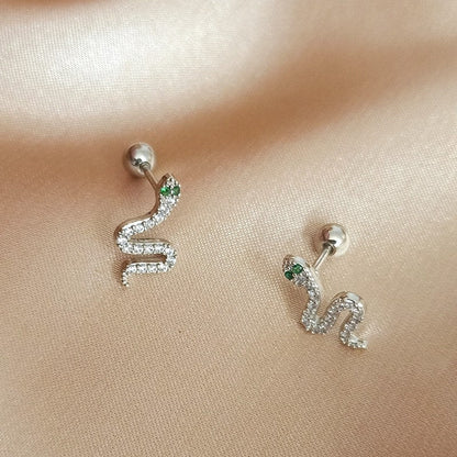 Schlangen Ohrringe silberfarben mit Zirkonia Statement Design