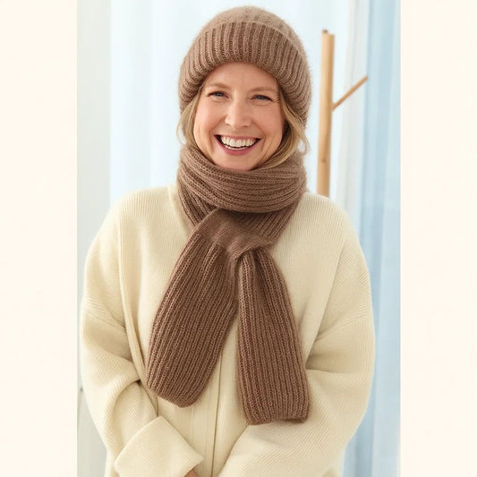 CozyKnit™ | Luxuriöses Strickmützen- & Schal-Set für stilvolle Wärme im Winter