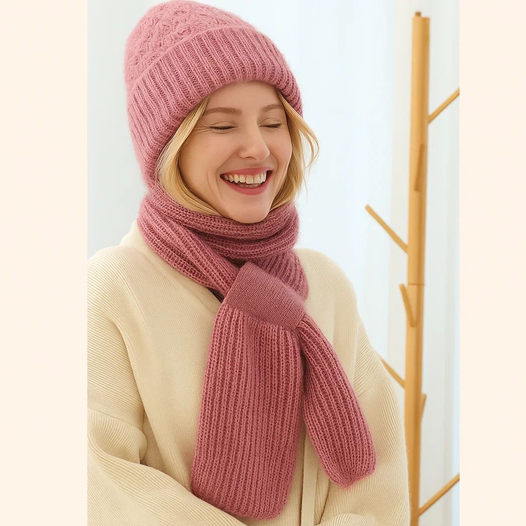 CozyKnit™ | Luxuriöses Strickmützen- & Schal-Set für stilvolle Wärme im Winter
