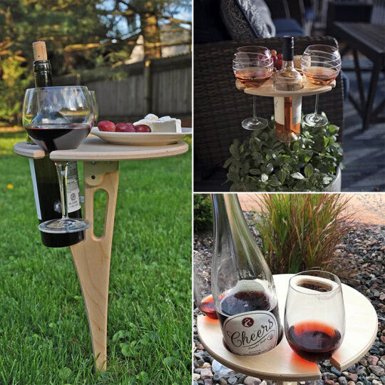 Picknick Weintisch | Wein Tisch Outdoor | Stabiler Halt & Sicherer Genuss | VinoStake