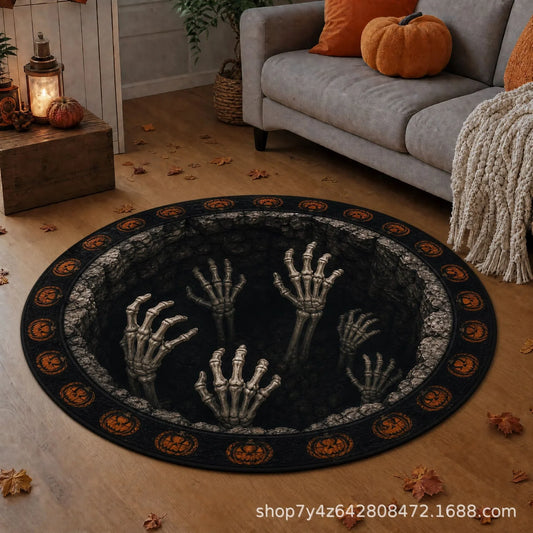 Halloween Teppich mit 3D Skelett Hand Design und rutschfester Rückseite