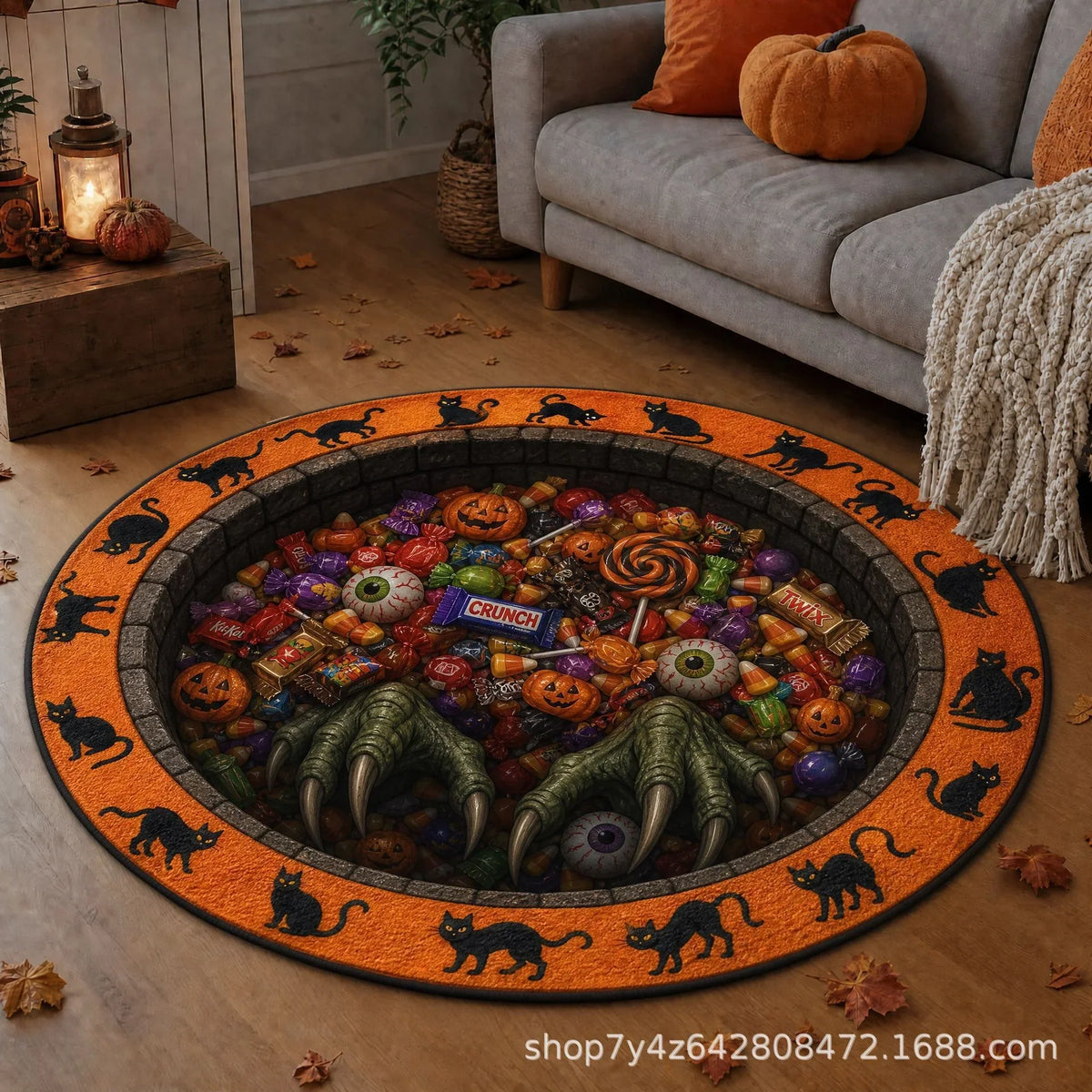 Halloween Teppich mit 3D Skelett Hand Design und rutschfester Rückseite