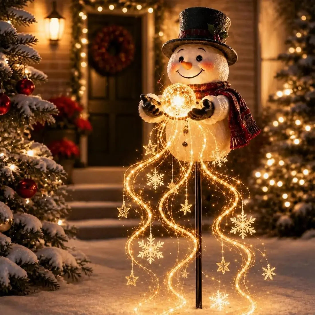 Nivora Solar-Schneemann-Leuchte mit Lichterkaskade
