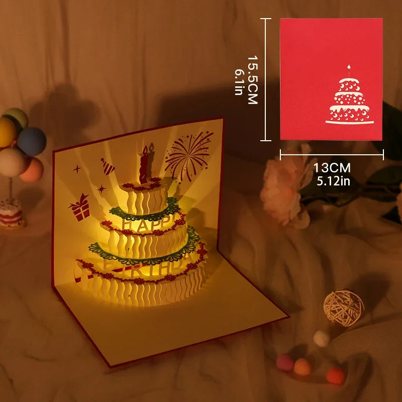 3D Pop-up Grußkarte mit Licht und Musik – Stil2 - Rot